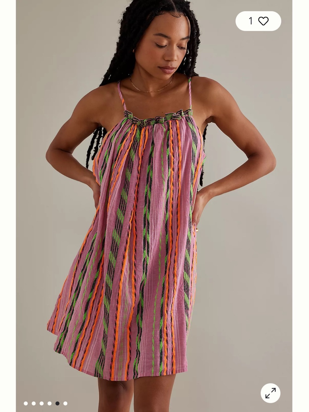 DEVOTION TWINS Pink Striped Mini Sundress S Greek Boho Cami Coverup